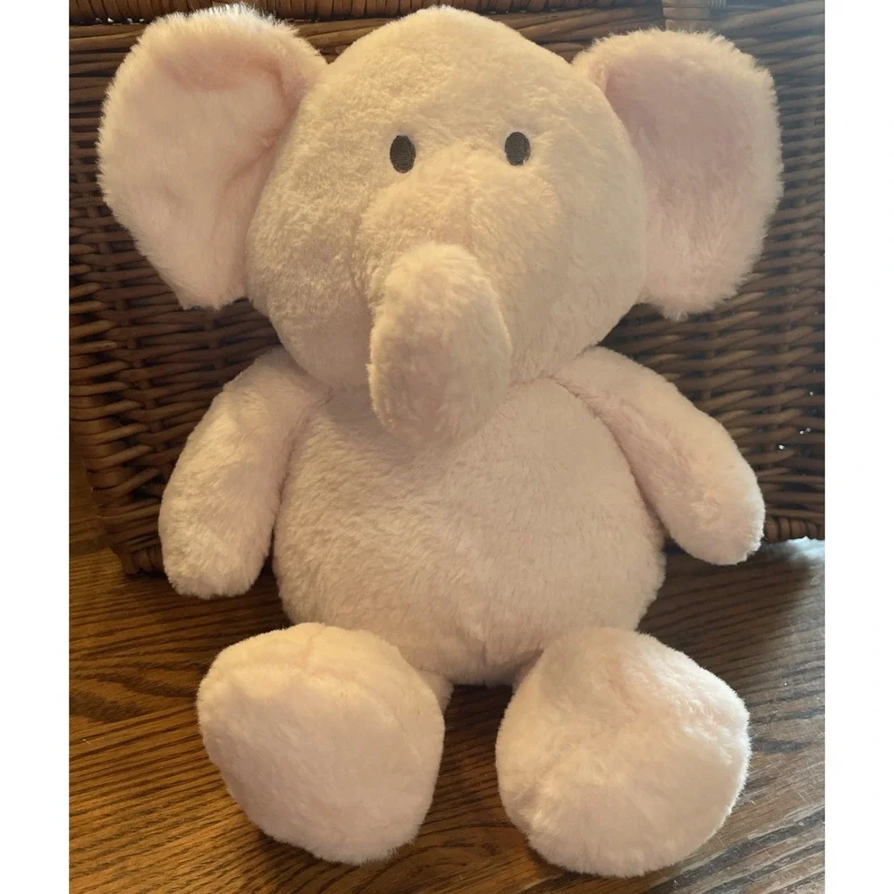 Kellytoy K-Luxe Baby Cuddle Pink Elephant Rattle Crinkle Ears Plush Stuffed Anim